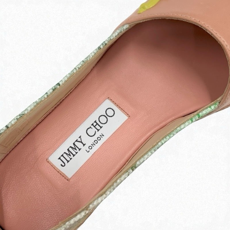 ジミーチュウ JIMMY CHOO フラットシューズ 靴 シューズ キャンバス レザー ピンク系 マルチカラー 未使用 エスパドリーユ ロゴ グラデーション