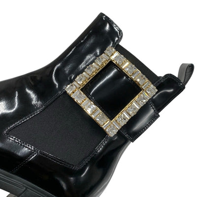 ロジェヴィヴィエ Roger Vivier ヴィヴレンジャー ブーツ ショートブーツ 靴 シューズ レザー ブラック 黒 ストラスバックル ビジュー サイドゴア