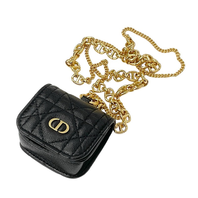 Christian Dior CHRISTIAN DIOR Dior Caro Necklace Pendant Choker Black Gold CD Chain Earphone Case Charm