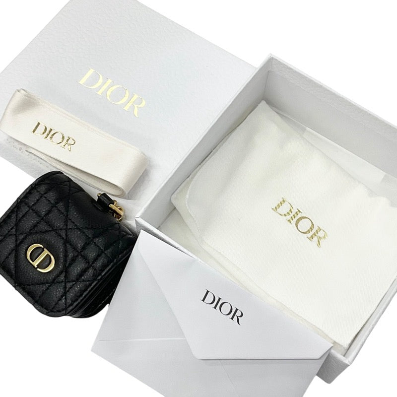 クリスチャンディオール CHRISTIAN DIOR ディオールカロ ネックレス ペンダント チョーカー ブラック ゴールド CD チェーン イヤホンケース チャーム