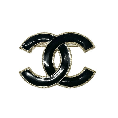 シャネル CHANEL ブローチ コサージュ ブラック ゴールド ココマーク