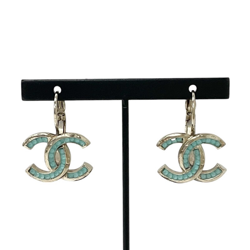 Chanel earrings blue gold coco mark