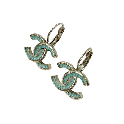 Chanel earrings blue gold coco mark