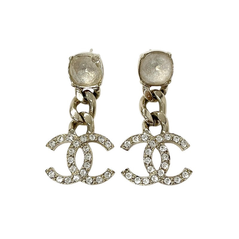 Chanel Earrings Gold Coco Mark Rhinestone Bijoux