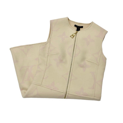 ルイヴィトン LOUIS VUITTON ワンピース ベージュ ピンク 未使用 ジャイアントモノグラム センタージップ ノースリーブ