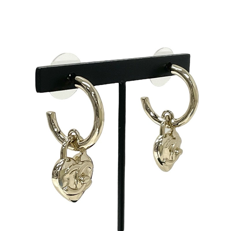 Chanel Earrings Gold Hoop Earrings Coco Mark Heart