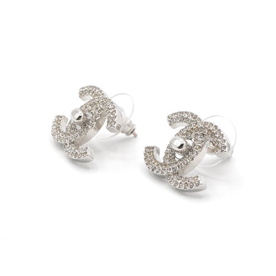 シャネル CHANEL ピアス イヤリング シルバー ココマーク ターンロック ラインストーン