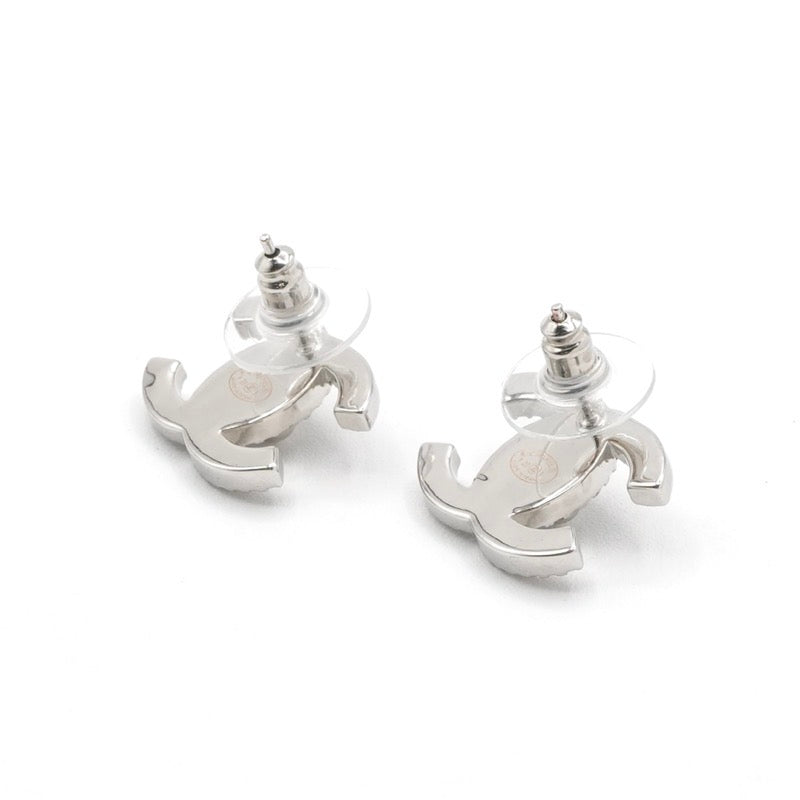 シャネル CHANEL ピアス イヤリング シルバー ココマーク ターンロック ラインストーン