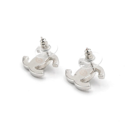 シャネル CHANEL ピアス イヤリング シルバー ココマーク ターンロック ラインストーン