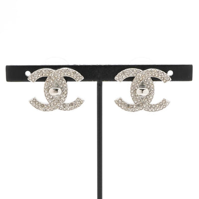 シャネル CHANEL ピアス イヤリング シルバー ココマーク ターンロック ラインストーン