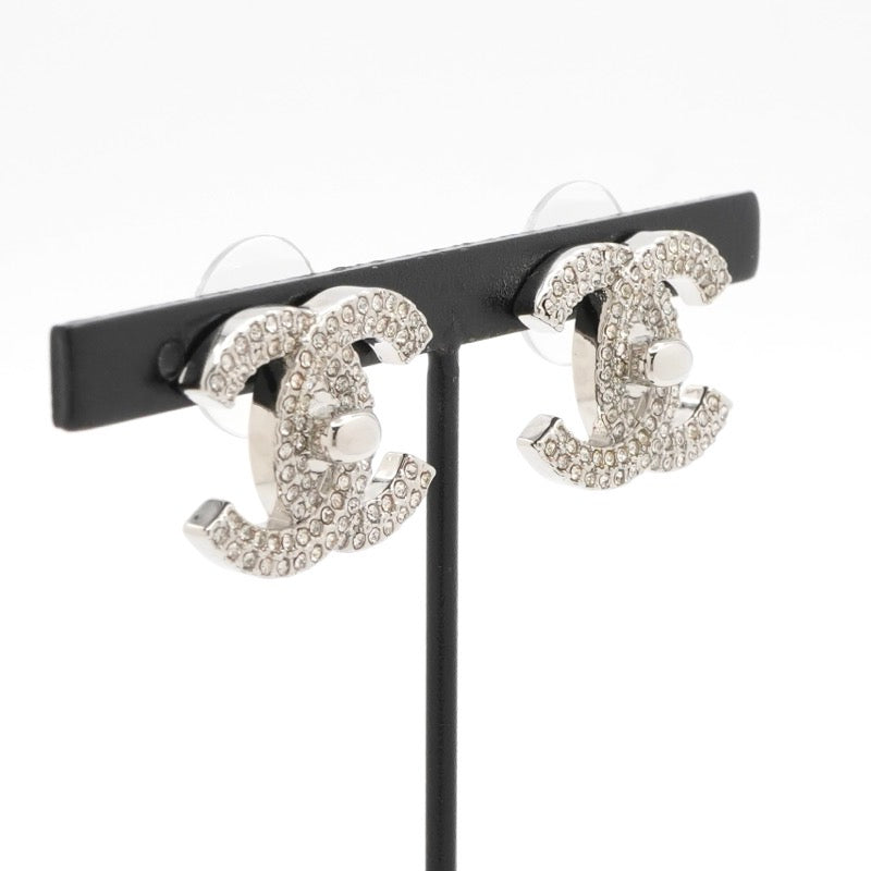 シャネル CHANEL ピアス イヤリング シルバー ココマーク ターンロック ラインストーン