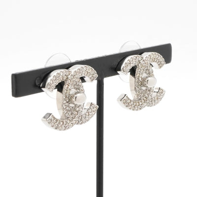 シャネル CHANEL ピアス イヤリング シルバー ココマーク ターンロック ラインストーン