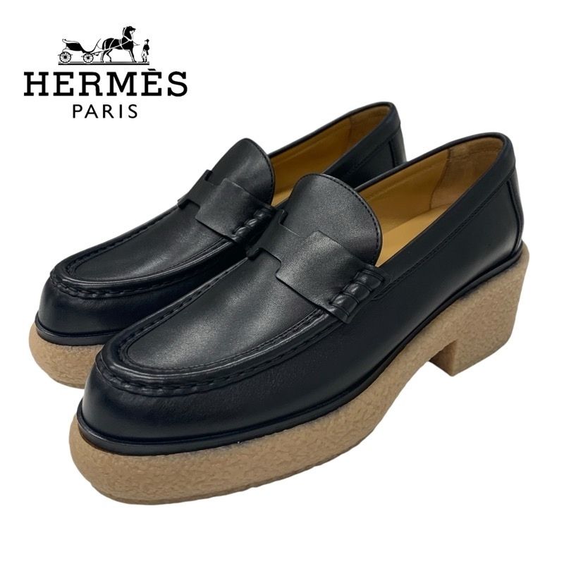 Hermes Dublin loafers leather shoes shoes leather black flat shoes