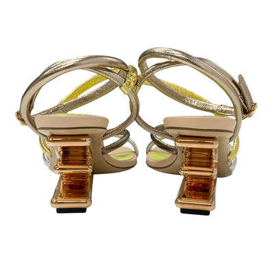 フェンディ FENDI ファースト サンダル 靴 シューズ レザー メタリックカラー ストラップ メタルヒール