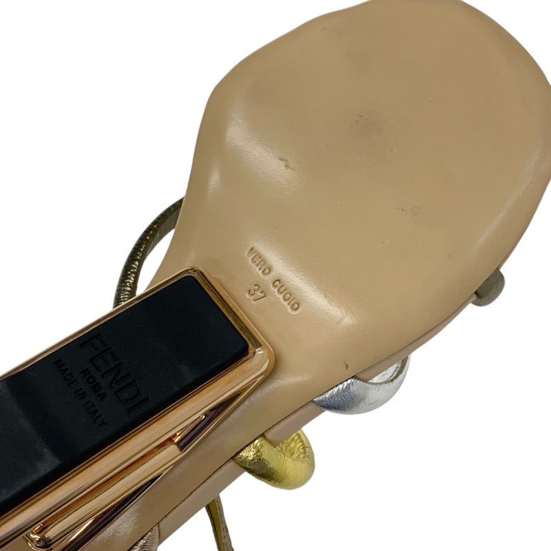 フェンディ FENDI ファースト サンダル 靴 シューズ レザー メタリックカラー ストラップ メタルヒール