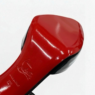 クリスチャンルブタン Christian Louboutin パンプス 靴 シューズ パテント オープントゥ ブラック 黒 未使用 リボン