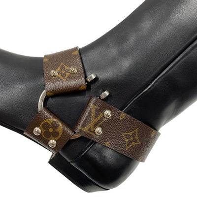 Louis Vuitton LOUIS VUITTON Rhapsody Line Monogram Boots Long Boots Shoes Leather Black Brown Black