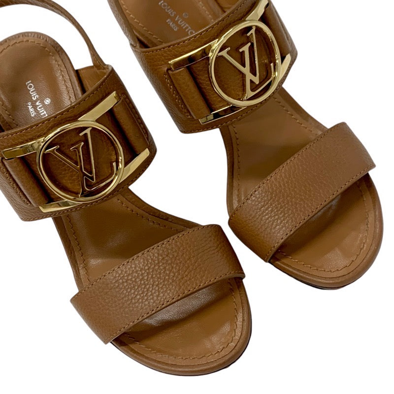 ルイヴィトン LOUIS VUITTON ロックイットライン サンダル 靴 シューズ レザー ブラウン ゴールド LV金具 ストラップ