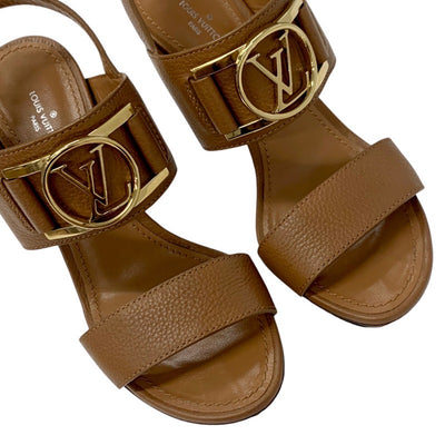 ルイヴィトン LOUIS VUITTON ロックイットライン サンダル 靴 シューズ レザー ブラウン ゴールド LV金具 ストラップ