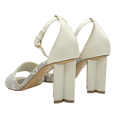 ルイヴィトン LOUIS VUITTON シルエットライン モノグラム サンダル 靴 シューズ キャンバス レザー ライトグレー ホワイト アンクルストラップ