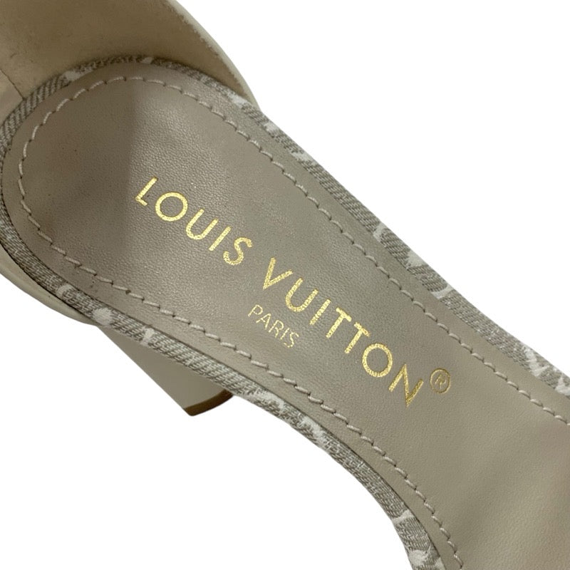 ルイヴィトン LOUIS VUITTON シルエットライン モノグラム サンダル 靴 シューズ キャンバス レザー ライトグレー ホワイト アンクルストラップ