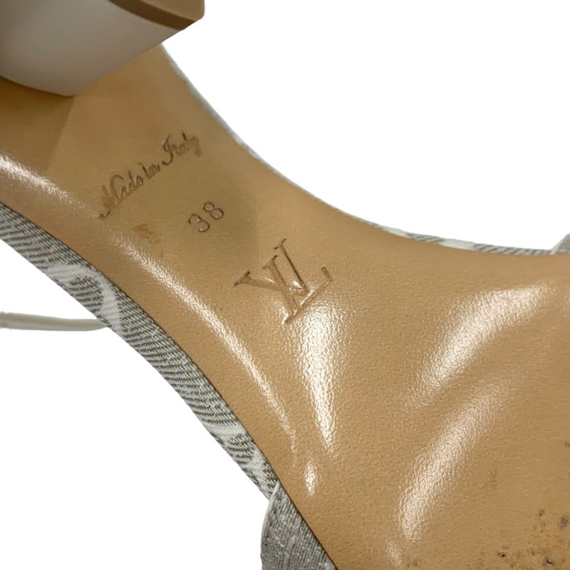 ルイヴィトン LOUIS VUITTON シルエットライン モノグラム サンダル 靴 シューズ キャンバス レザー ライトグレー ホワイト アンクルストラップ