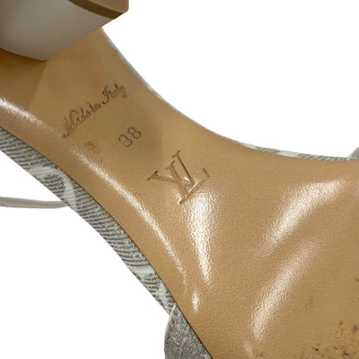 ルイヴィトン LOUIS VUITTON シルエットライン モノグラム サンダル 靴 シューズ キャンバス レザー ライトグレー ホワイト アンクルストラップ