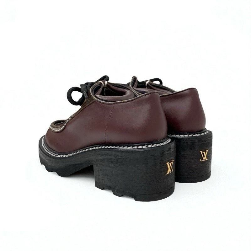 ルイヴィトン LOUIS VUITTON ボブールライン モノグラム ローファー 革靴 靴 シューズ レザー ブラウン ダービーシューズ レースアップシューズ