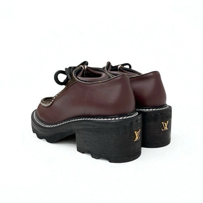 ルイヴィトン LOUIS VUITTON ボブールライン モノグラム ローファー 革靴 靴 シューズ レザー ブラウン ダービーシューズ レースアップシューズ