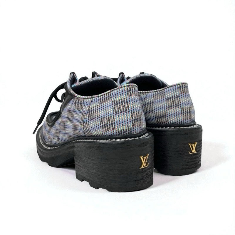 ルイヴィトン LOUIS VUITTON ボブールライン モノグラム ローファー 革靴 靴 シューズ レザー ブラック マルチカラー ダービーシューズ レースアップシューズ