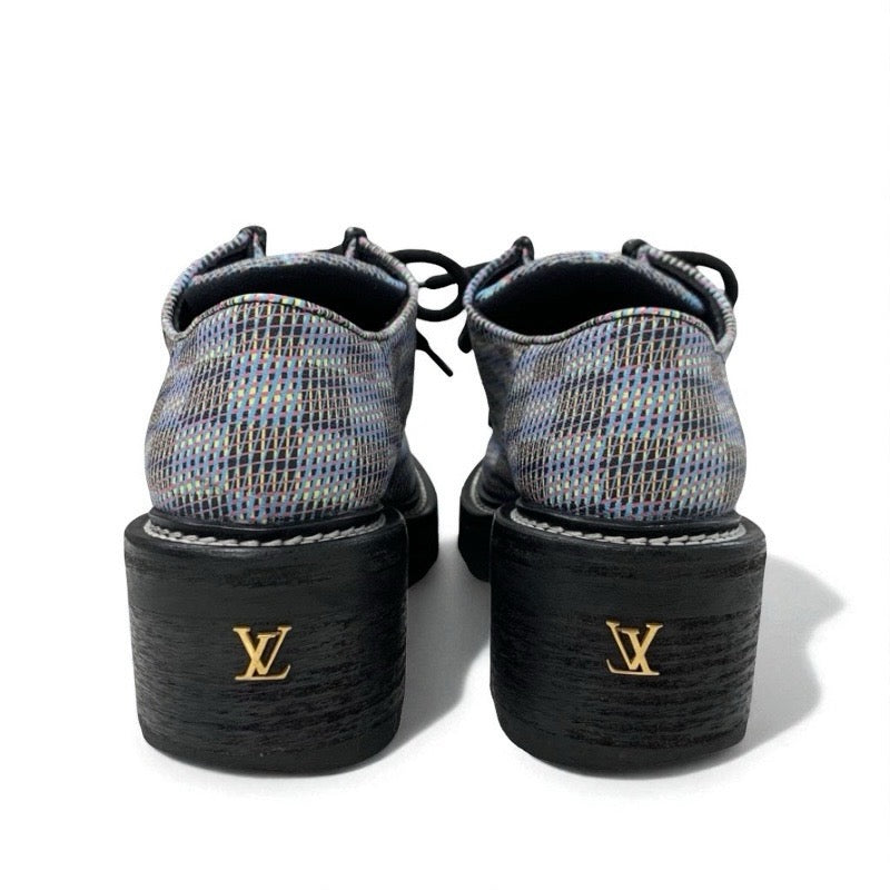 ルイヴィトン LOUIS VUITTON ボブールライン モノグラム ローファー 革靴 靴 シューズ レザー ブラック マルチカラー ダービーシューズ レースアップシューズ