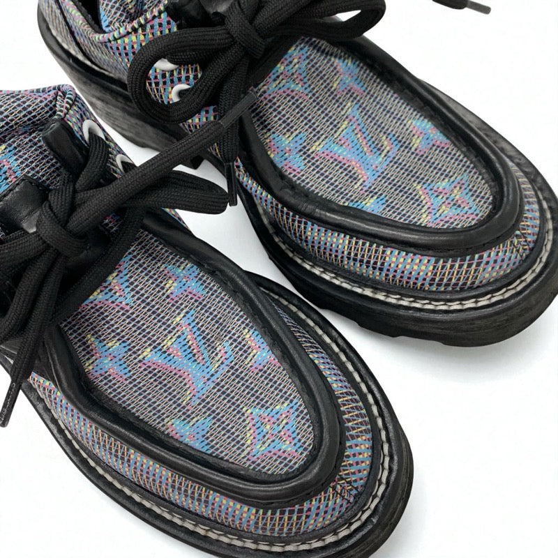 ルイヴィトン LOUIS VUITTON ボブールライン モノグラム ローファー 革靴 靴 シューズ レザー ブラック マルチカラー ダービーシューズ レースアップシューズ