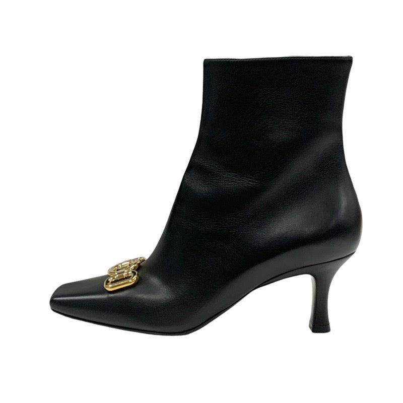 ルイヴィトン LOUIS VUITTON ロータリーライン ブーツ ショートブーツ 靴 シューズ レザー ブラック 黒 ゴールド ロゴ金具 アンクルブーツ