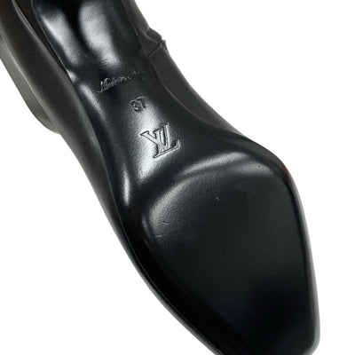 ルイヴィトン LOUIS VUITTON ロータリーライン ブーツ ショートブーツ 靴 シューズ レザー ブラック 黒 ゴールド ロゴ金具 アンクルブーツ