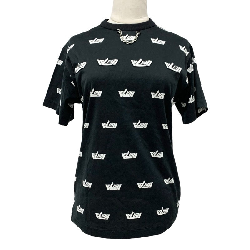 ルイヴィトン LOUIS VUITTON LVヴィテス トップス コットン ブラック ホワイト ワッペン Ｔシャツ シルバーチェーン