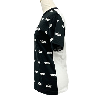 ルイヴィトン LOUIS VUITTON LVヴィテス トップス コットン ブラック ホワイト ワッペン Ｔシャツ シルバーチェーン