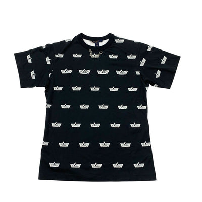 ルイヴィトン LOUIS VUITTON LVヴィテス トップス コットン ブラック ホワイト ワッペン Ｔシャツ シルバーチェーン