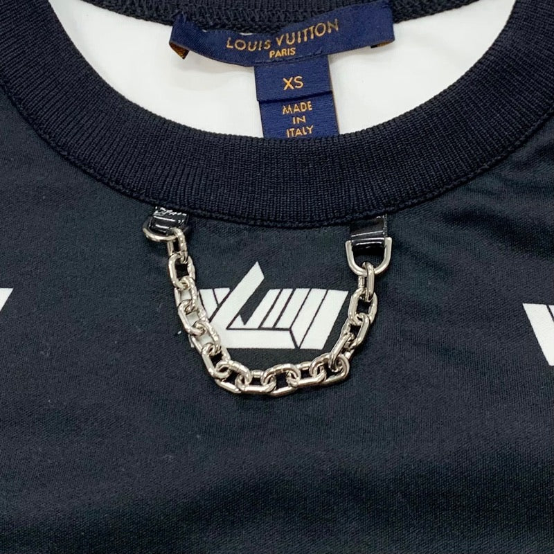 ルイヴィトン LOUIS VUITTON LVヴィテス トップス コットン ブラック ホワイト ワッペン Ｔシャツ シルバーチェーン