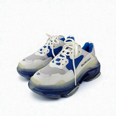 バレンシアガ BALENCIAGA トリプルS スニーカー 靴 シューズ レザー ホワイト ブルー 未使用 ロゴ メッシュ