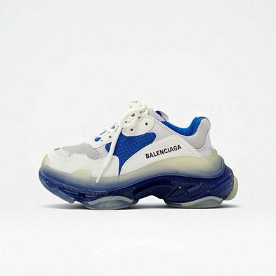 バレンシアガ BALENCIAGA トリプルS スニーカー 靴 シューズ レザー ホワイト ブルー 未使用 ロゴ メッシュ