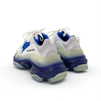 バレンシアガ BALENCIAGA トリプルS スニーカー 靴 シューズ レザー ホワイト ブルー 未使用 ロゴ メッシュ