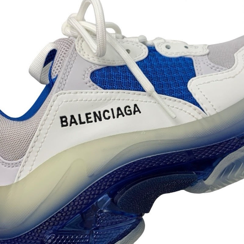 バレンシアガ BALENCIAGA トリプルS スニーカー 靴 シューズ レザー ホワイト ブルー 未使用 ロゴ メッシュ