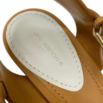 ルイヴィトン LOUIS VUITTON スターボードライン モノグラム サンダル 靴 シューズ レザー キャンバス ブラウン ホワイト 未使用 ウェッジソール 1854