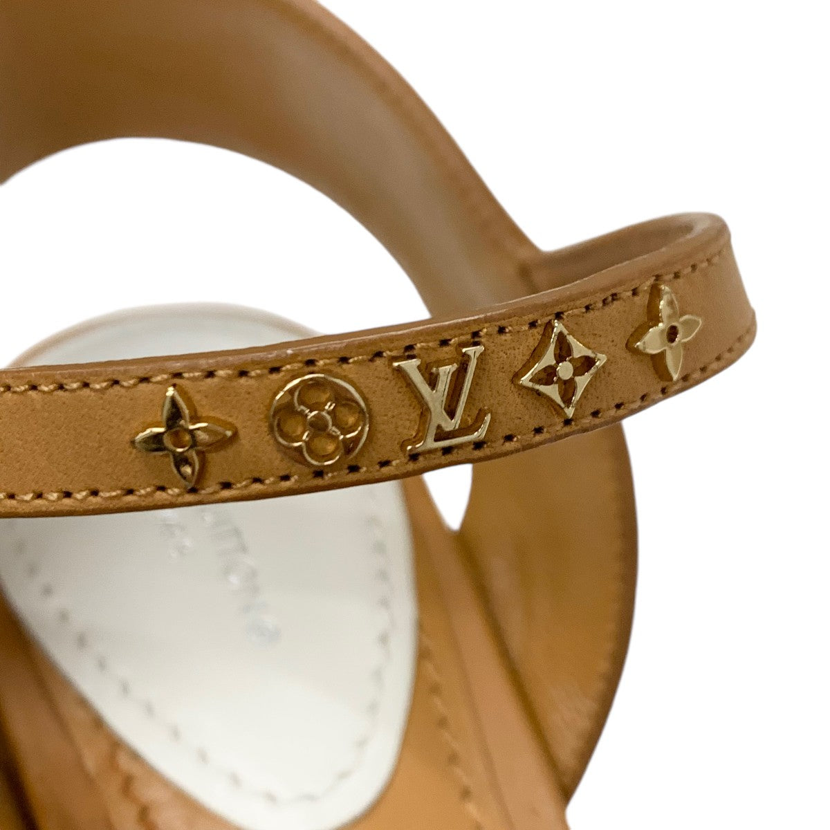 ルイヴィトン LOUIS VUITTON スターボードライン モノグラム サンダル 靴 シューズ レザー キャンバス ブラウン ホワイト 未使用 ウェッジソール 1854