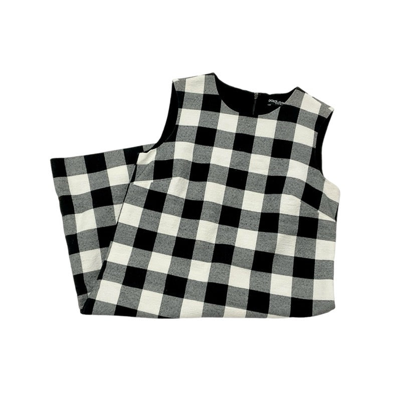 ドルチェアンドガッバーナ DOLCE&GABBANA ワンピース コットン ブラック ホワイト バックジップ チェック