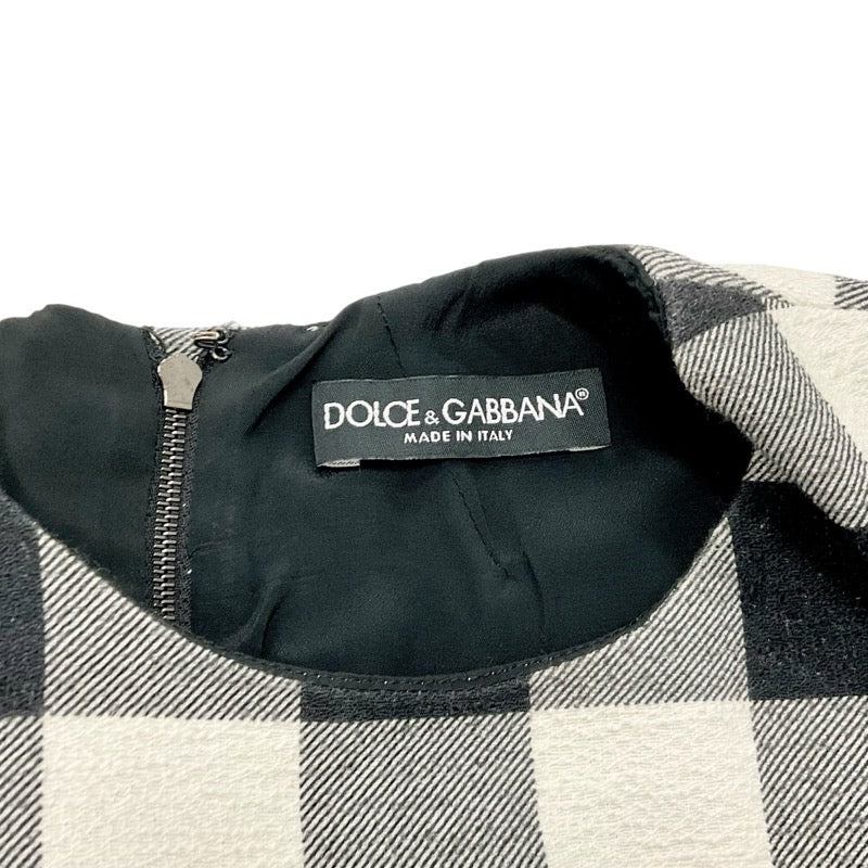 ドルチェアンドガッバーナ DOLCE&GABBANA ワンピース コットン ブラック ホワイト バックジップ チェック