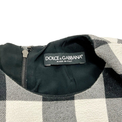 ドルチェアンドガッバーナ DOLCE&GABBANA ワンピース コットン ブラック ホワイト バックジップ チェック