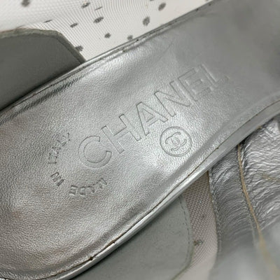 シャネル CHANEL ブーツ ショートブーツ 靴 シューズ メッシュ レザー シルバー ココマーク ラメ