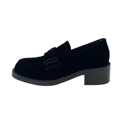 Chanel CHANEL loafers leather shoes shoes velvet black velour coco mark