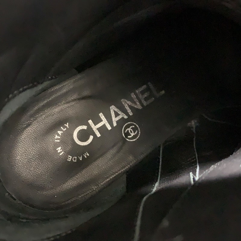 シャネル CHANEL ブーツ ショートブーツ 靴 シューズ パテント ネイビー ブラック ココマーク レースアップ